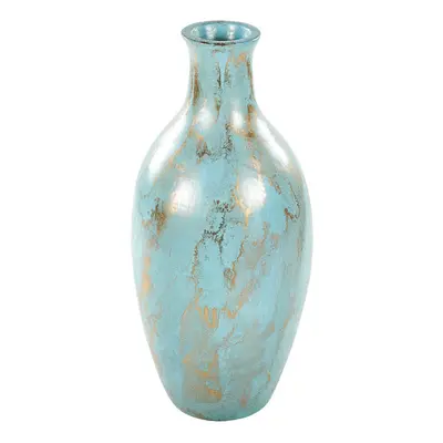 Terracotta Decorative Vase cm Blue and Gold DIKAJA