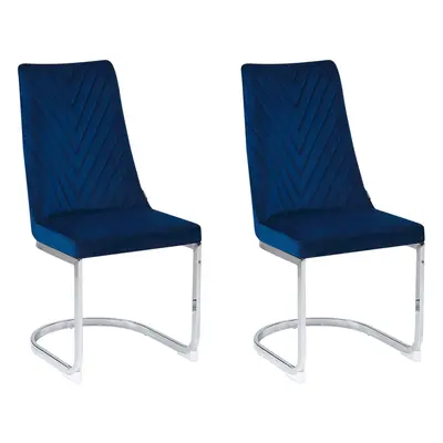 Set of Dining Chairs ALTOONA Velvet Navy Blue