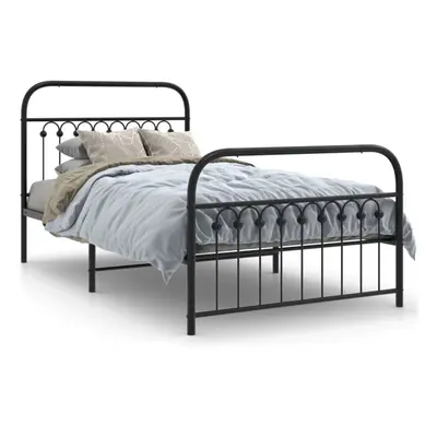 (black, x cm/ with headboard & footboard) vidaXL Metal Bed Frame with Headboard and Footboard Be