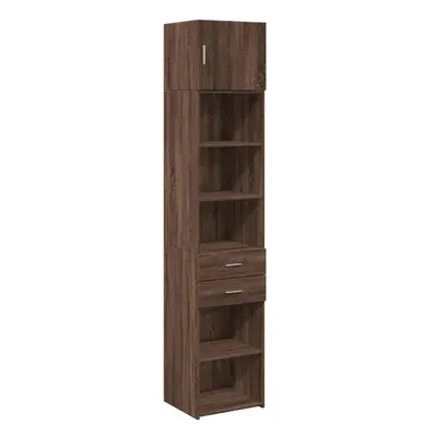 (brown oak) vidaXL Slim Storage Cabinet Highboard Sideboard Concrete Grey Engineered Wood