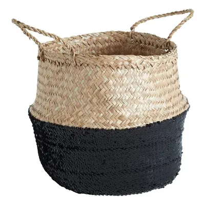 Premier Housewares Black / Natural Medium Seagrass Basket