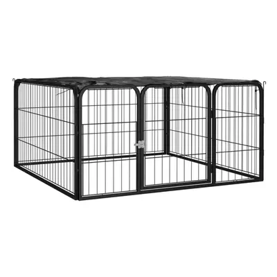 (100 x x cm) vidaXL Dog Playpen Panels Black Powder-coated Steel Dog Kennel Multi Sizes