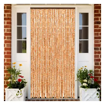 vidaXL Insect Curtain Ochre and White 100x220 cm Chenille Doorway Screen Blind