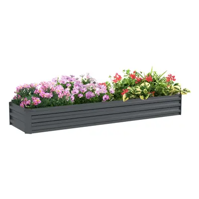 Outsunny Galvanised Raised Bed for Garden, Outdoor Elevated Planter Box, Grey