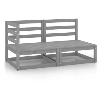 vidaXL Solid Pinewood Garden Lounge Set Piece Grey Wooden Furniture Set