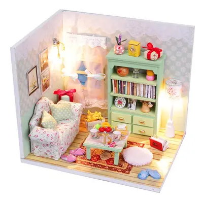 Dream House Wood Miniature With LED+Furniture+Cover Room