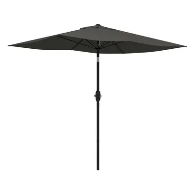 Outsunny x 3(m) Garden Parasol Rectangular Market Umbrella w/ Crank Dark Grey