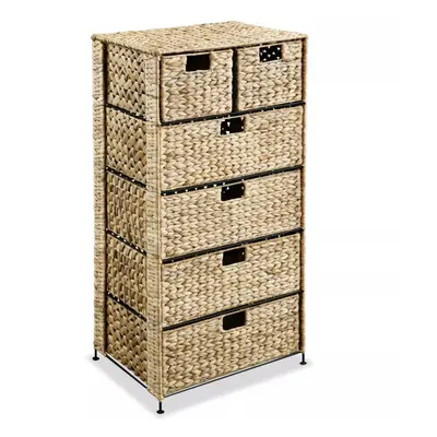 vidaXL Storage Unit with Baskets 47x37x100cm Water Hyacinth Drawer Cabinet