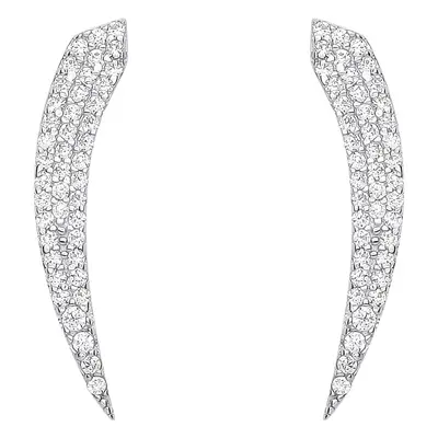 Jewelco London Ladies Rhodium Plated Sterling Silver CZ Fangs Horny of Plenty Drop Earrings - EA