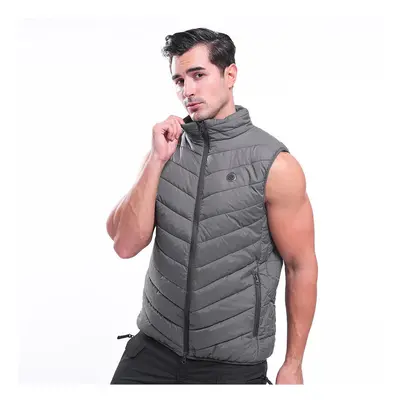 (L) Electric Waistcoat Heated Cloth Jacket USB Thermal Warm Heated Coats Pad Body Warmer Gray