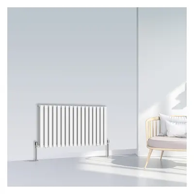 (600x1003mm Double, White) NRG Oval Column Designer Radiator Horizontal Vertical Central Heating