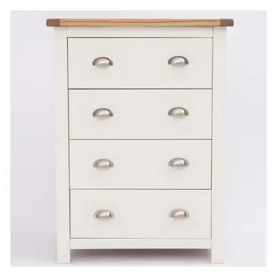 Chest of Drawers Off White Painted Compact Wooden Organsiser Metal Handles