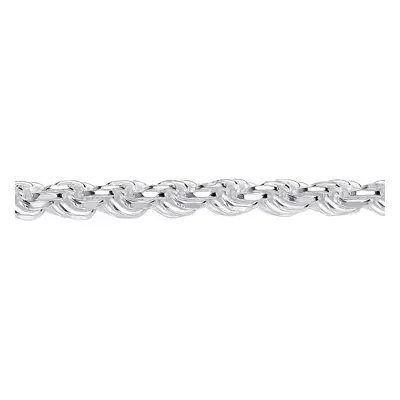 Jewelco London Mens Rhodium Plated Sterling Silver Diamond-cut Solid Rope Chain Bracelet 6mm 8.5