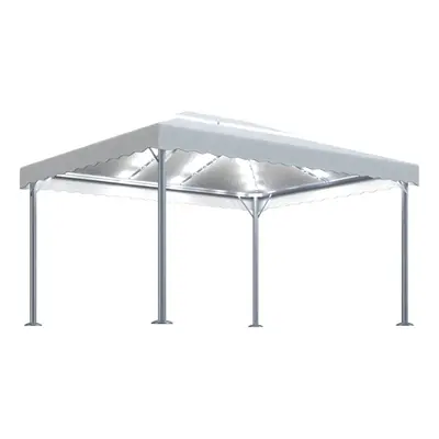 vidaXL Gazebo with LED String Lights 400x300cm Cream Aluminium Patio Sunshade