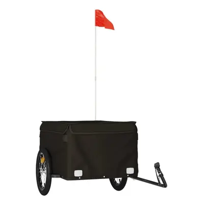 (black) vidaXL Bike Cargo Trailer Bike Carriage Bicycle Wagon Trailer with Flag Iron