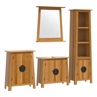 vidaXL Bathroom Furniture Set Piece Storage Sink Cabinet Solid Wood Pine