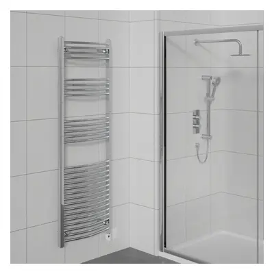 WarmeHaus Curved Electric Heated Towel Rail Pre-filled Thermostatic Bathroom Towel Radiator Chro