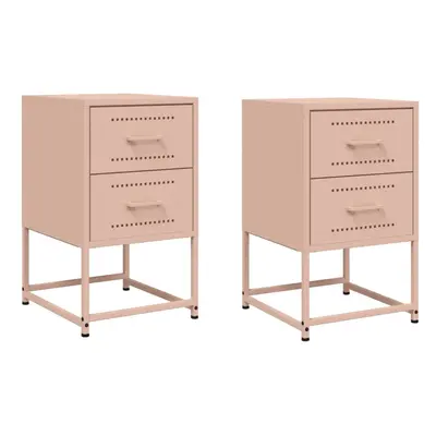 vidaXL Bedside Cabinets Nightstand Bed Table Bed Cabinet pcs Pink Steel