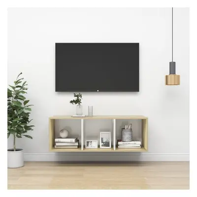 vidaXL Wall-mounted TV Cabinet Sonoma Oak and White 37x37x107 cm Chipboard