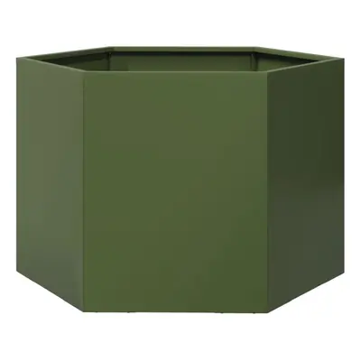 vidaXL Garden Planter Outdoor Flower Pot Planter Pot Olive Green Hexagon Steel