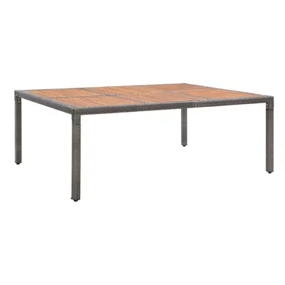 Garden Table Grey 200x150x74 cm Poly Rattan and Acacia Wood