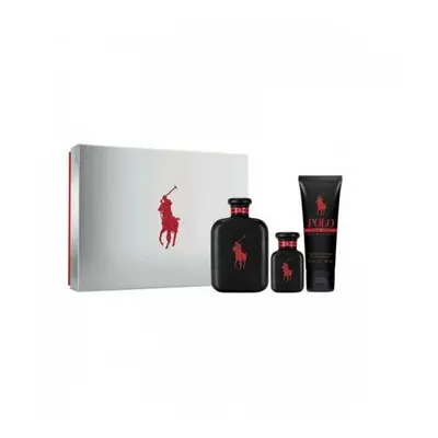 Polo Red Extreme Pcs Set: 4.2 Parfum Spray + 1.36 Parfum Spray + 3.4 Hair & Body Wash (Hard Box)