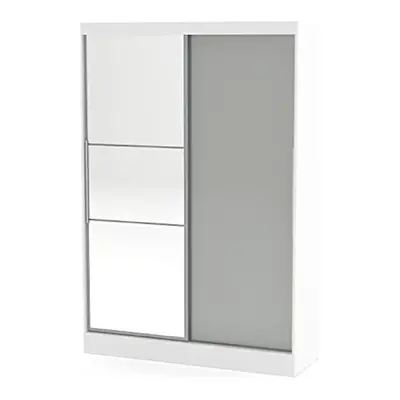 Larz Door Sliding Wardrobe With Mirror-White & Grey