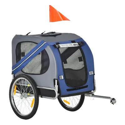 PawHut Pet Bicycle Trailer Dog Cat Bike Carrier Water Resistant Blue Outdoor