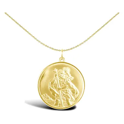 Jewelco London Solid 9ct Yellow Gold Double Sided St Christopher Medallion Pendant - JPM036