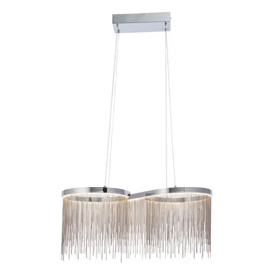 Polished Chrome Ceiling Pendant Light & Waterfall Chains - Integrated LED Module