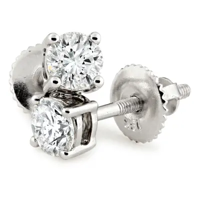 Jewelco London Ladies 18ct White Gold Claw Set Round Brilliant 0.3 Carats Diamond Screw Back Sol