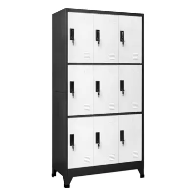 vidaXL Locker Cabinet Anthracite and White Steel Office Storage Cabinet Locker