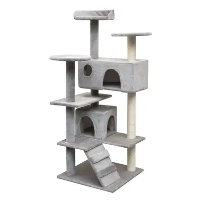 vidaXL Cat Tree with Sisal Scratching Posts 125cm Grey Kitty Play House Tower