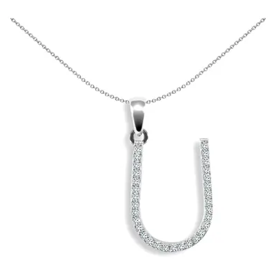 Jewelco London Ladies Solid 9ct White Gold Pave Set Round G SI 0.16ct Diamond Elegant Block Init