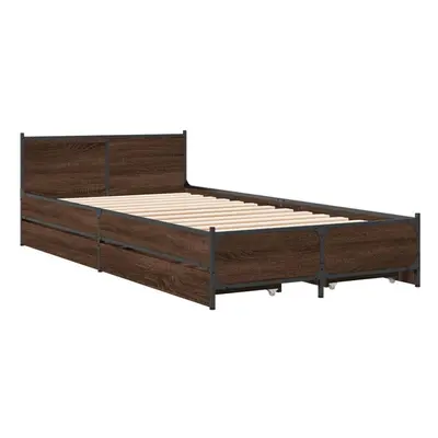 (brown oak, x cm) vidaXL Bed Frame with Drawers Bed Base Mattress Foundation Engineered Wood