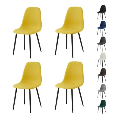 (SET OF 4, YELLOW) 2/4/6Pcs Fabric Dining Chair with Metal Legs Bella