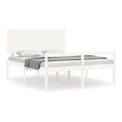 (white, x cm) vidaXL Bed Frame with Headboard Bed Base Honey Brown 120x200 cm Solid Wood