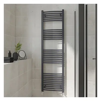 (Curved, 1800x500mm) Warmehaus Heated Towel Rail Anthracite Bathroom Ladder Style Radiator Grey 