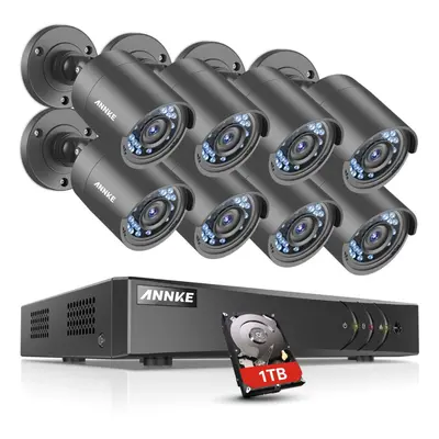 ANNKE CCTV Camera Systems 8CH+2CH 1080P Lite H.264+ DVR w/ 720P Outdoor HD-TVI Bullet Cameras, 1