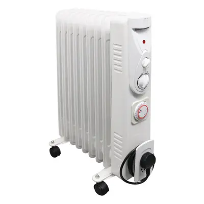 NRG Oil Filled Radiator Portable Fin Electric Heater with Timer & Safety Tip Over Switch & Adjus