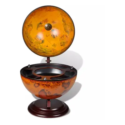 Tabletop Bar Globe with Embowed Solid Wood Stand Wine Liquor Table Stand