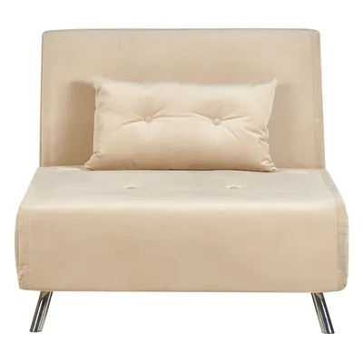 Velvet Single Sofa Bed Beige FARRIS