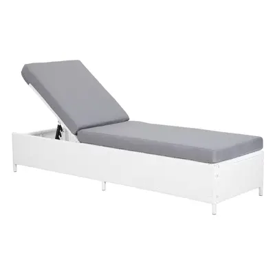 Rattan Reclining Sun Lounger White TURIN II