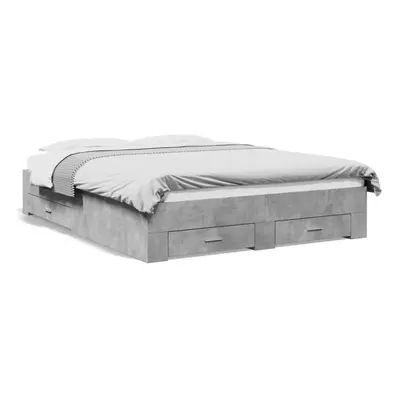 (concrete grey, x cm) vidaXL Bed Frame with Drawers Bed Base Grey Sonoma 140x200 cm Engineered W