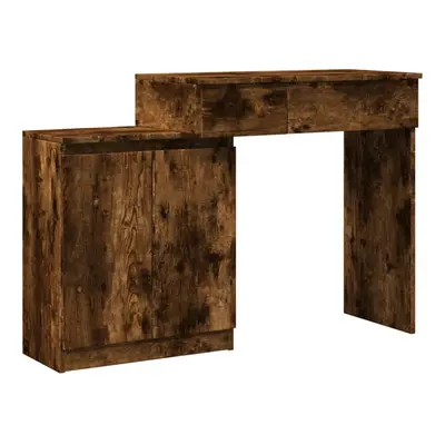 (smoked oak) vidaXL Dressing Table with LED Bedroom Cosmetic Table Vanity Desk Makeup Table