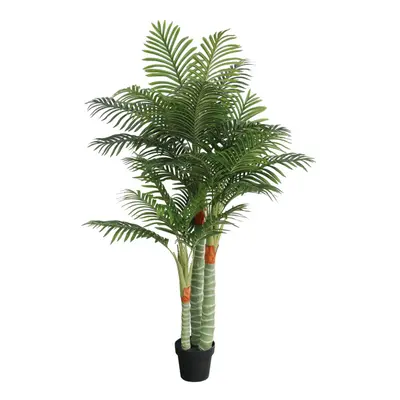 (180 cm) vidaXL Artificial Palm Tree with Trunks Fake Tree Artificial Plant Green PP