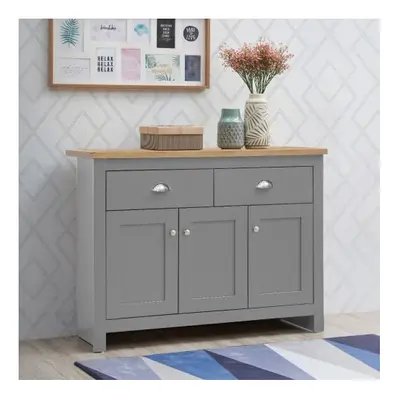 Lisbon Sideboard Doors Drawers Buffet Storage Cabinet Light Grey