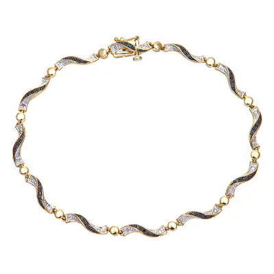 Jewelco London 9ct Yellow Gold Round 10pts Diamond Ball & Ribbon Candy Twist Link Bracelet - PBC