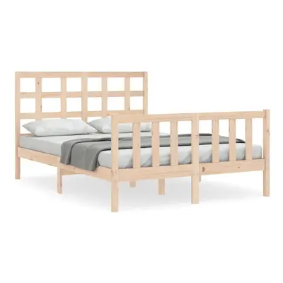 (brown, x cm) vidaXL Bed Frame Bed Base Wooden Bed with Headboard Black King Size Solid Wood