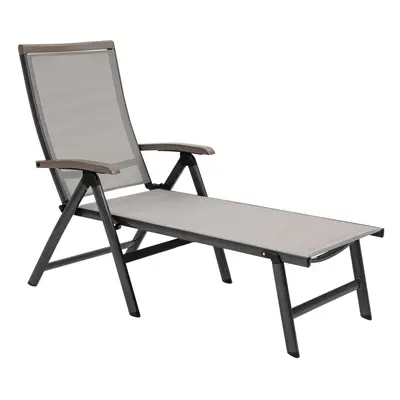 Outsunny Outdoor Folding Sun Lounger w/ Adjustable Backrest and Aluminium Brown